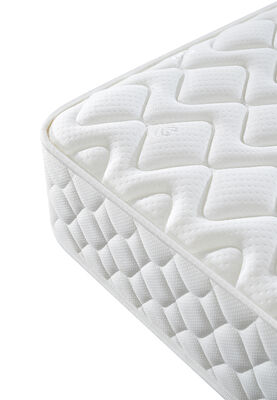 Colchón de resorte de bolsillo de categoría hotel 3 estrellas. Tejido superior blanco, anti-disturbio, soporte ergonómico, personalizable para proyectos hoteleros masivos.
